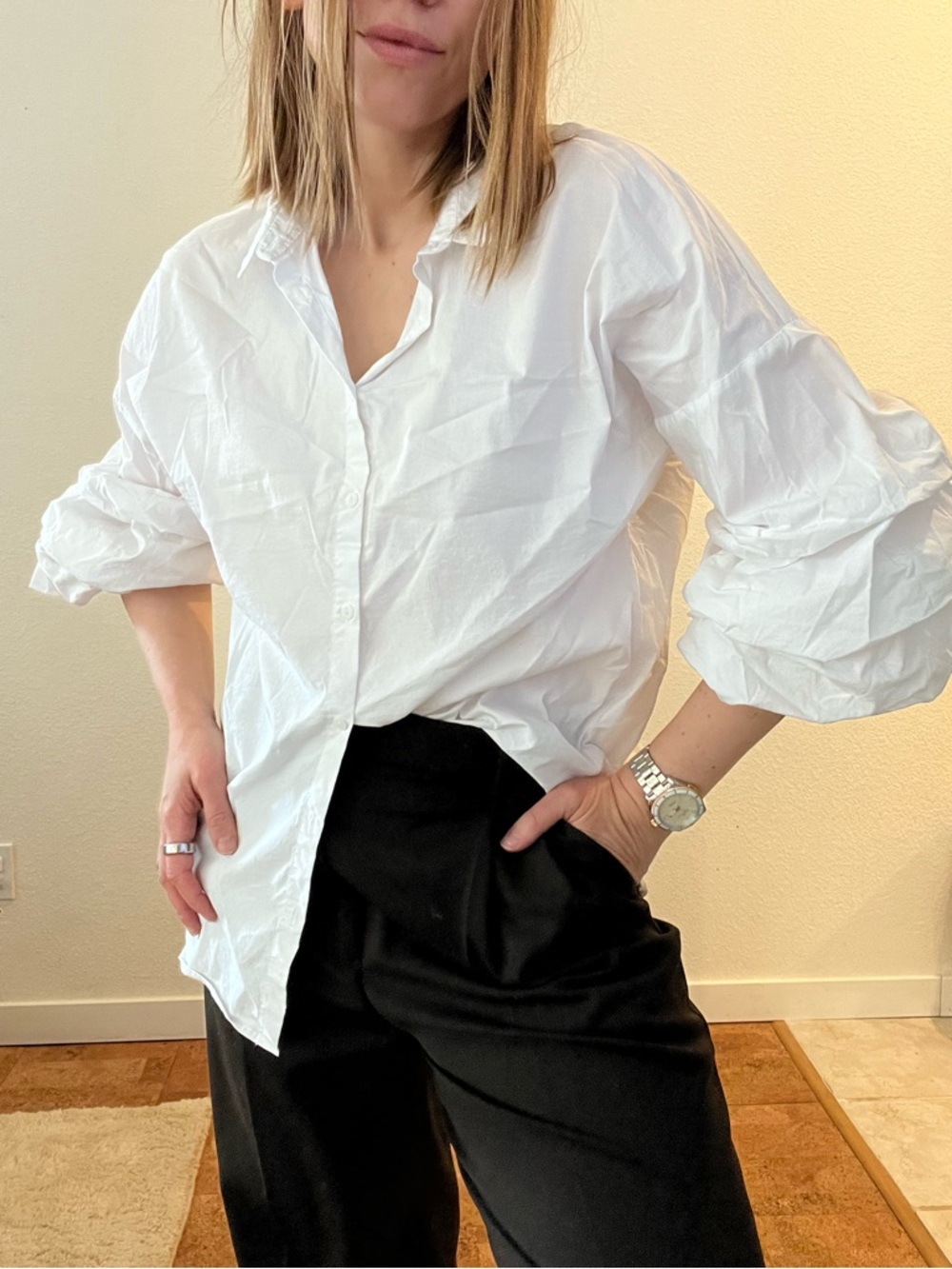 Zara Oversized White Button-Down Shirt